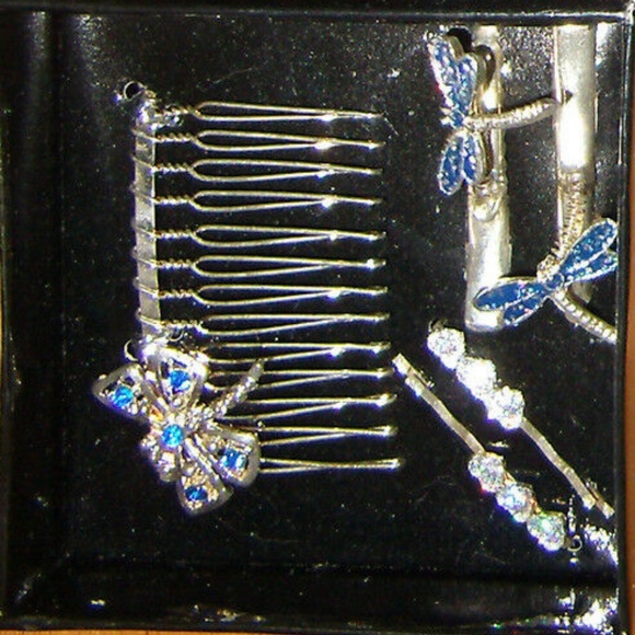 Vintage Rare TR Bentley Comb Dragonfly Heart Pin 5 Piece Hair Set